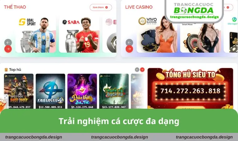 trai nghiem ca cuoc da dang Trải nghiệm cá cược đa dạng